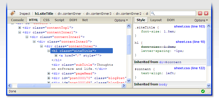 Код страницы в браузере